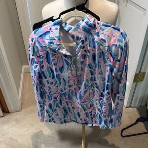 Lilly Pulitzer Pink and Blue Abstract Pullover